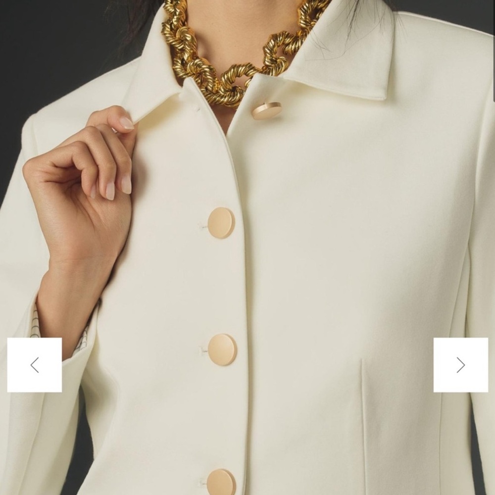 Anthropologie DOLAN Ponte Military Blazer White Button Front Pockets Sz S NWT